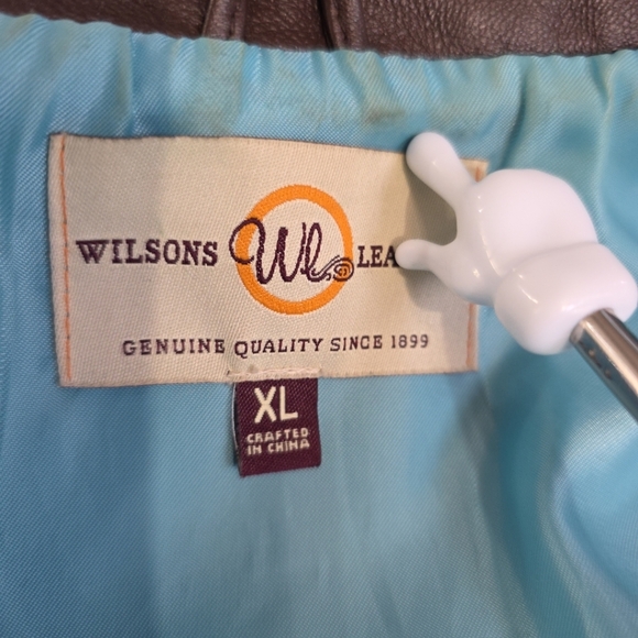 Wilsons Womens Leather Jacket Sz XL Y2K Style BROWN w/ Teal Liner - Picture 6 of 15
